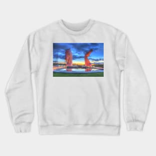 the Kelpies at night , the Helix , Falkirk Crewneck Sweatshirt